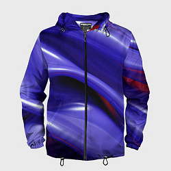 Ветровка с капюшоном мужская Фиолетовые абстрактные волны, цвет: 3D-черный