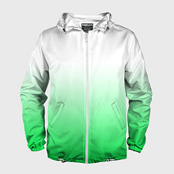 Ветровка с капюшоном мужская Градиент бело-зелёный, цвет: 3D-белый