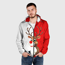 Ветровка с капюшоном мужская Christmas deer art, цвет: 3D-черный — фото 2