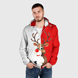 Ветровка с капюшоном мужская Christmas deer art, цвет: 3D-белый — фото 2