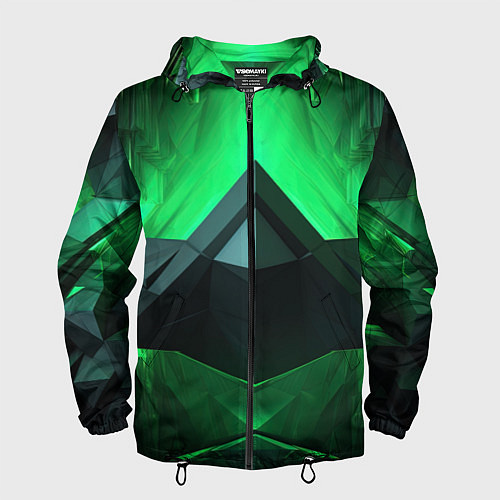 Мужская ветровка Зеленая абстракция геометрическая / 3D-Черный – фото 1