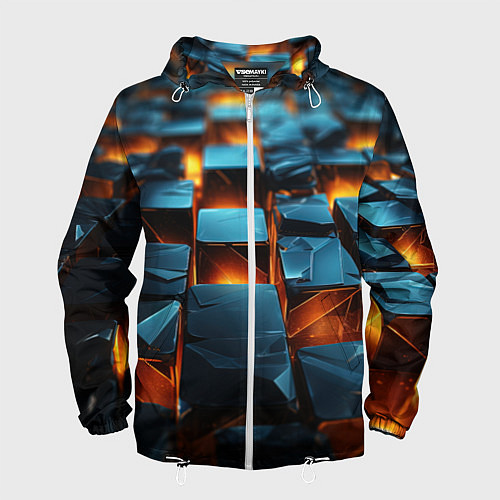 Мужская ветровка Темные плитки в лаве / 3D-Белый – фото 1