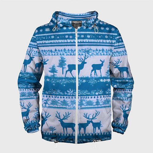 Мужская ветровка Синие олени / 3D-Белый – фото 1