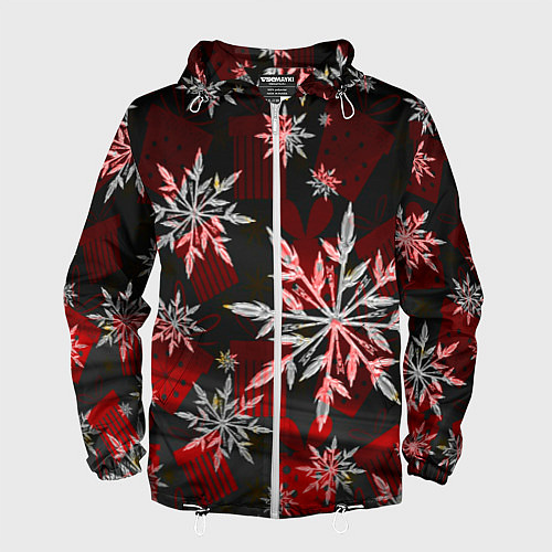 Мужская ветровка Рождественские снежинки / 3D-Белый – фото 1