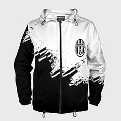 Ветровка с капюшоном мужская Juventus black sport texture, цвет: 3D-черный