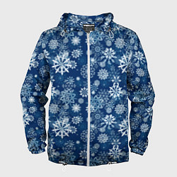 Мужская ветровка Snowflakes on a blue background