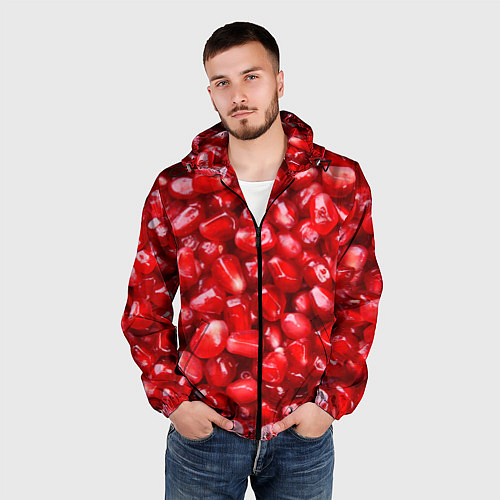 Мужская ветровка Спелые зёрна граната / 3D-Черный – фото 3