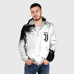 Ветровка с капюшоном мужская Juventus sport color black, цвет: 3D-белый — фото 2