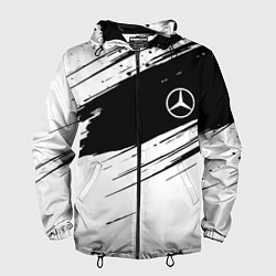 Ветровка с капюшоном мужская Mercedes benz краски чернобелая геометрия, цвет: 3D-черный