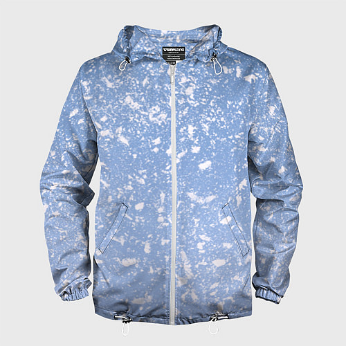 Мужская ветровка Белые хлопья на голубом фоне / 3D-Белый – фото 1