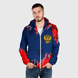 Ветровка с капюшоном мужская Россия спорт краски текстура, цвет: 3D-белый — фото 2
