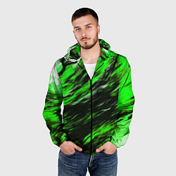 Ветровка с капюшоном мужская Чёрная и зелёная буря, цвет: 3D-черный — фото 2