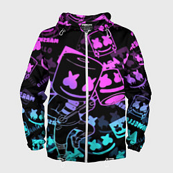 Ветровка с капюшоном мужская Marshmello neon pattern, цвет: 3D-белый