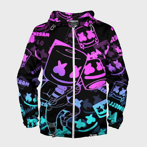 Мужская ветровка Marshmello neon pattern / 3D-Белый – фото 1