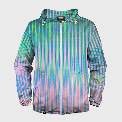 Мужская ветровка Голографический эффект светлых тонов полос / 3D-Белый – фото 1