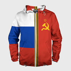 Ветровка с капюшоном мужская Россия и СССР, цвет: 3D-белый