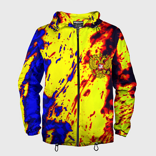 Мужская ветровка Герб РФ огненный стиль текстура / 3D-Черный – фото 1