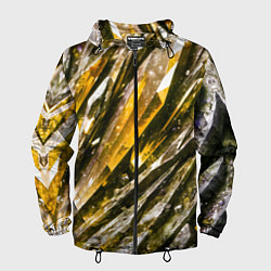 Ветровка с капюшоном мужская Драгоценные кристаллы жёлтые, цвет: 3D-черный