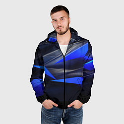 Ветровка с капюшоном мужская Black and blue abstract background sport style, цвет: 3D-черный — фото 2