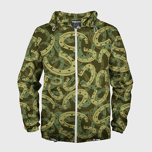 Мужская ветровка Подковы - камуфляж / 3D-Белый – фото 1