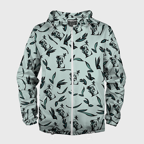 Мужская ветровка Листья и буква Е / 3D-Белый – фото 1