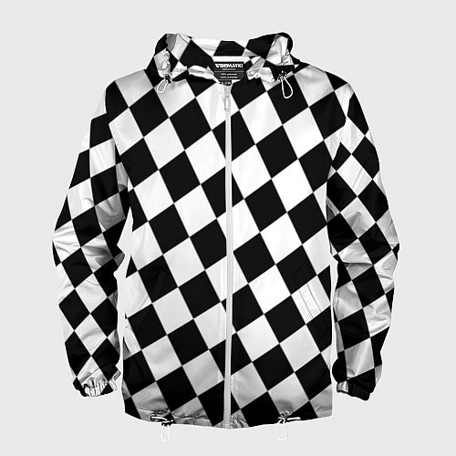 Мужская ветровка Шахматные клетки абстракция / 3D-Белый – фото 1