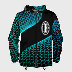 Ветровка с капюшоном мужская AC Milan football net, цвет: 3D-черный