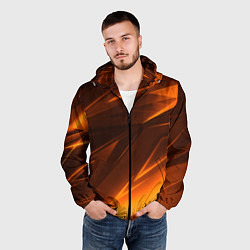 Ветровка с капюшоном мужская Geometry stripes orange, цвет: 3D-черный — фото 2