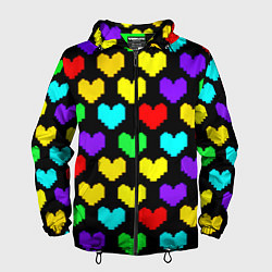Ветровка с капюшоном мужская Undertale heart pattern, цвет: 3D-черный