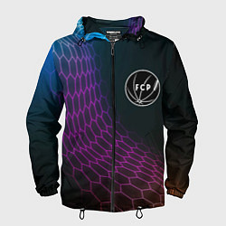 Ветровка с капюшоном мужская Porto футбольная сетка, цвет: 3D-черный