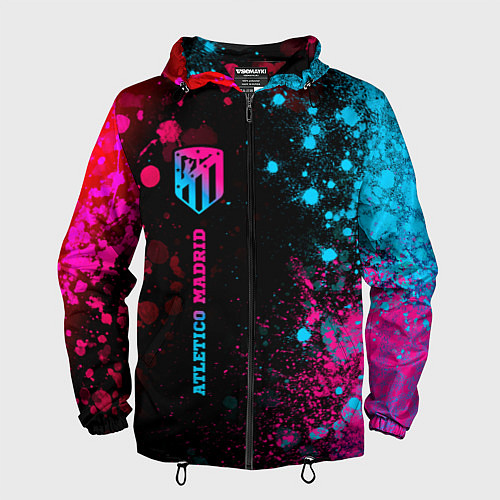 Мужская ветровка Atletico Madrid - neon gradient по-вертикали / 3D-Черный – фото 1