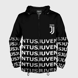 Ветровка с капюшоном мужская Juventus pattern fc club steel, цвет: 3D-черный