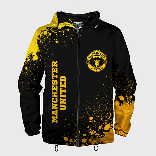 Мужская ветровка Manchester United - gold gradient вертикально / 3D-Черный – фото 1