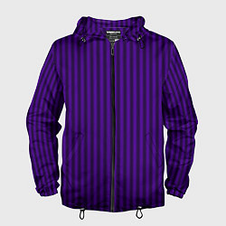Ветровка с капюшоном мужская Яркий фиолетовый в полоску, цвет: 3D-черный