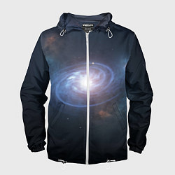 Ветровка с капюшоном мужская Спиральная галактика, цвет: 3D-белый
