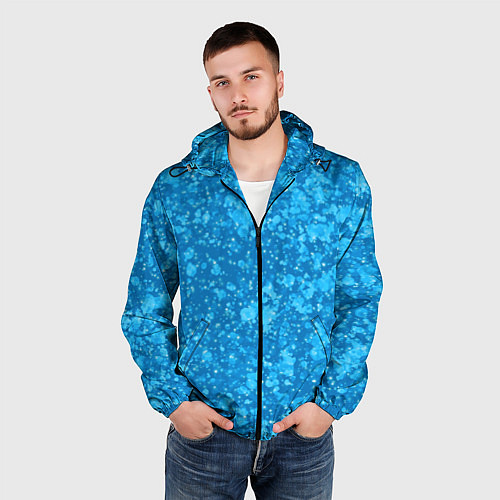 Мужская ветровка Ярко-голубой абстракция космический / 3D-Черный – фото 3