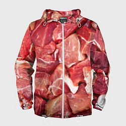 Ветровка с капюшоном мужская Куски мяса, цвет: 3D-белый