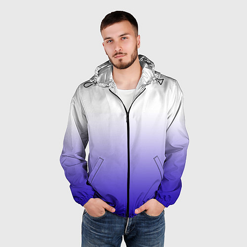 Мужская ветровка Градиент белый ультрамарин / 3D-Черный – фото 3