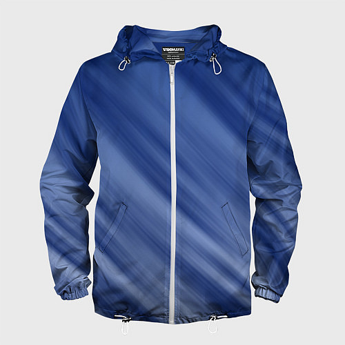 Мужская ветровка Белые полосы на синем фоне / 3D-Белый – фото 1