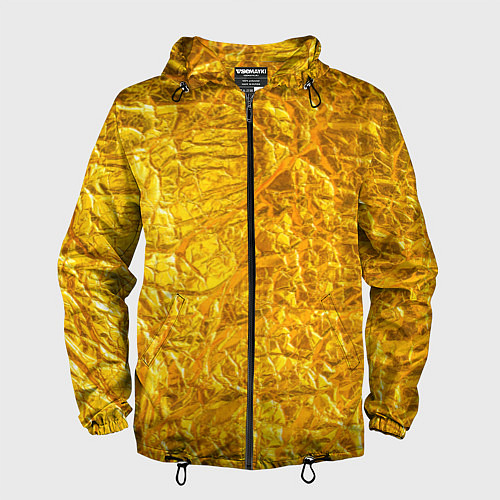 Мужская ветровка Текстура золотой мятой поверхности / 3D-Черный – фото 1