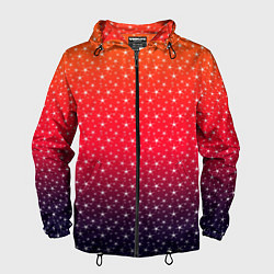 Ветровка с капюшоном мужская Градиент оранжево-фиолетовый со звёздочками, цвет: 3D-черный