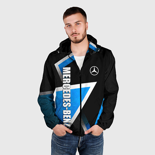 Мужская ветровка Mercedes - blue metal / 3D-Черный – фото 3