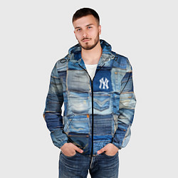 Ветровка с капюшоном мужская Patchwork - New York yankees baseball team, цвет: 3D-черный — фото 2