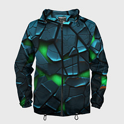 Ветровка с капюшоном мужская Abstract dark green geometry style, цвет: 3D-черный