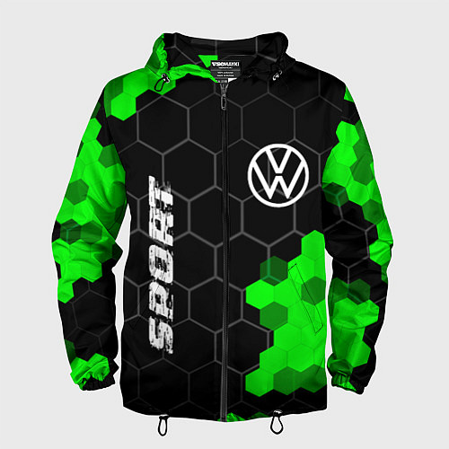 Мужская ветровка Volkswagen green sport hexagon / 3D-Черный – фото 1
