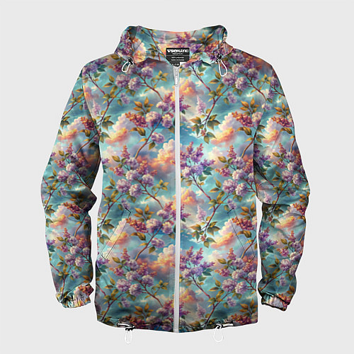 Мужская ветровка Объемная сирень паттерн / 3D-Белый – фото 1