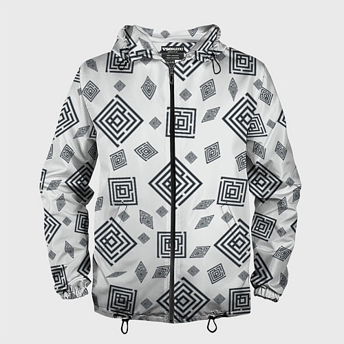 Мужская ветровка Ромб лабиринт паттерн / 3D-Черный – фото 1