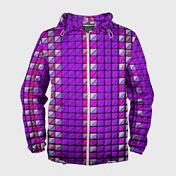 Ветровка с капюшоном мужская Фиолетовые плитки, цвет: 3D-белый