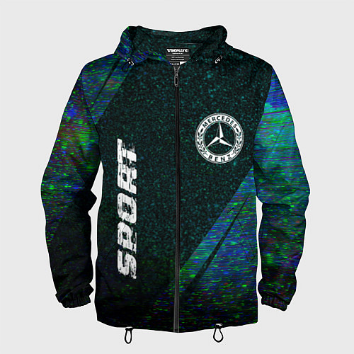 Мужская ветровка Mercedes sport glitch blue / 3D-Черный – фото 1