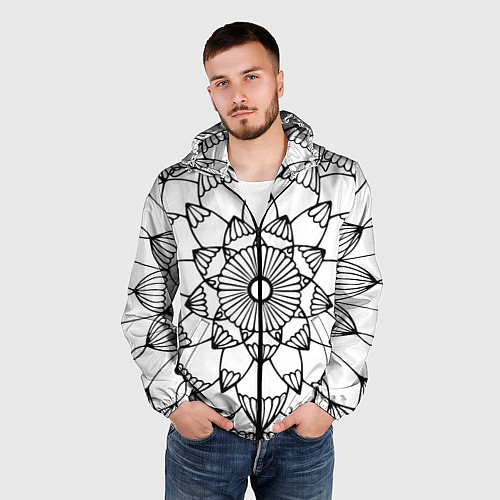 Мужская ветровка Мандала узор ракушка / 3D-Черный – фото 3
